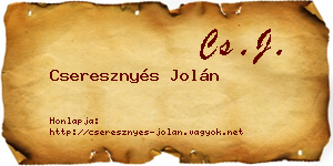 Cseresznyés Jolán névjegykártya